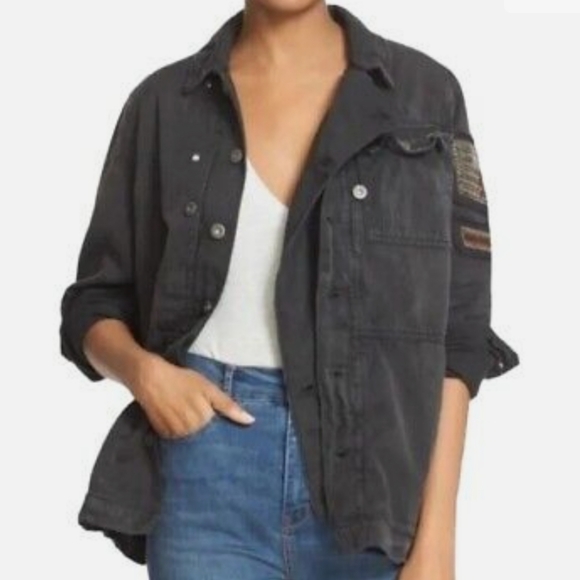 FREE PEOPLE Embellished Military Jacket - Picture 8 of 16